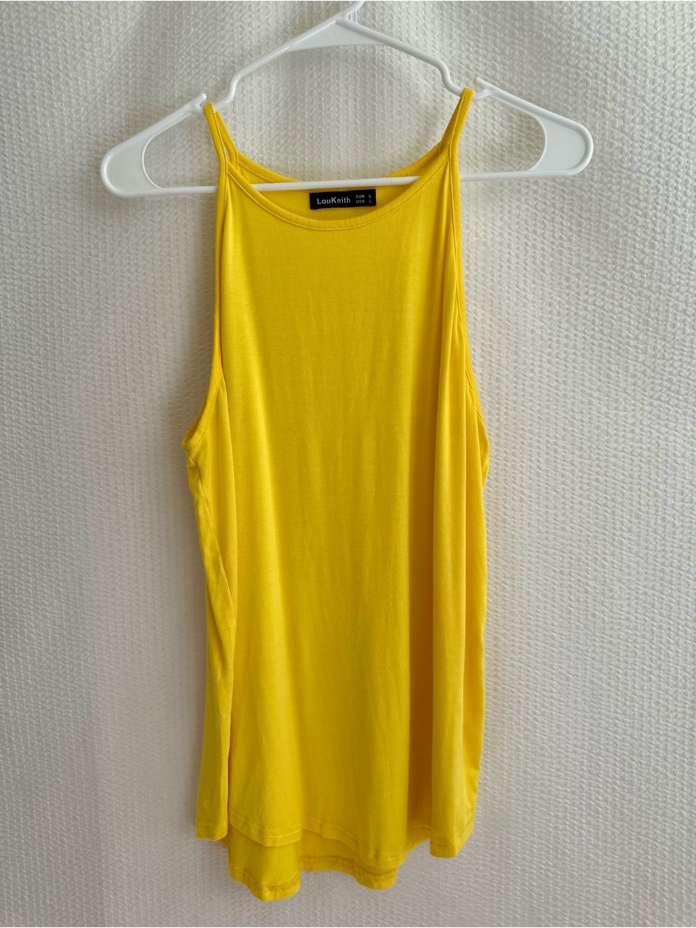 LouKeith Yellow High Neck Tank Top Sleeveless Stretch Casual Summer Size Large